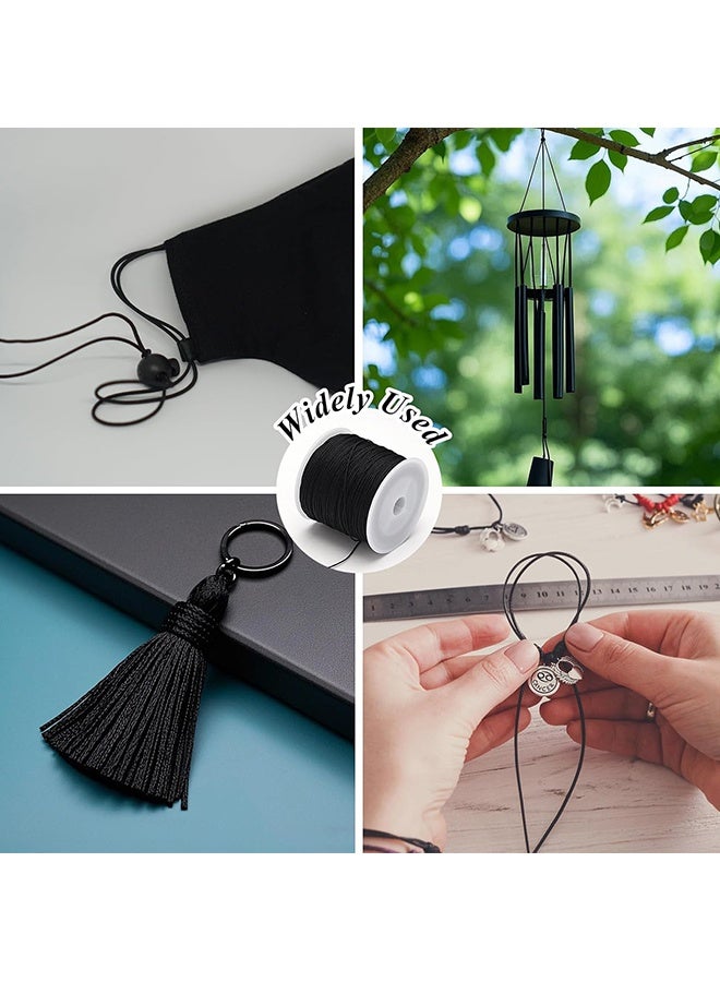 Wffo 2 Rolls Black Nylon String - 0.8mm Nylon Thread Chinese Knotting Cord Tarred Twine Outdoor String for Braided Bracelets, Beading, Necklaces, Macrame Craft, Wind Chime, Blinds, Jewelry Making （109 Yards） - Image 5