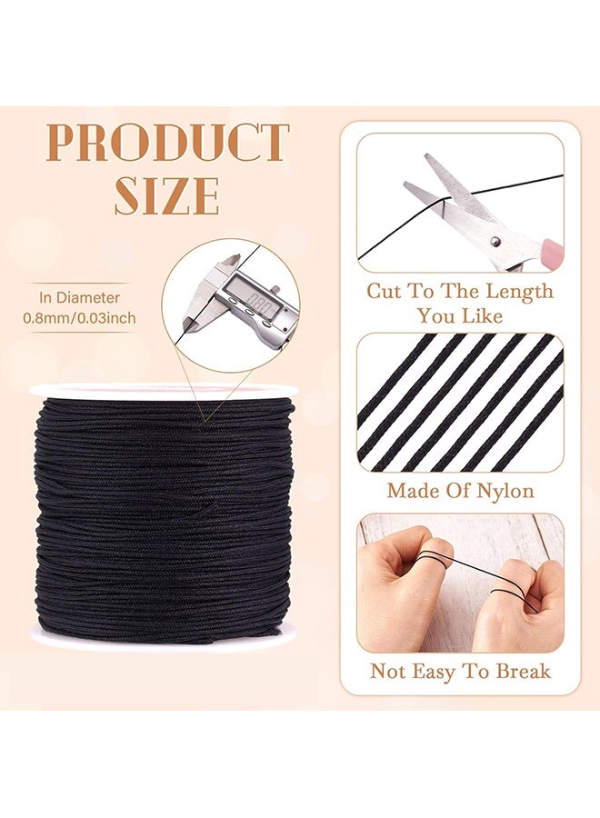 Wffo 2 Rolls Black Nylon String - 0.8mm Nylon Thread Chinese Knotting Cord Tarred Twine Outdoor String for Braided Bracelets, Beading, Necklaces, Macrame Craft, Wind Chime, Blinds, Jewelry Making （109 Yards） - Image 2
