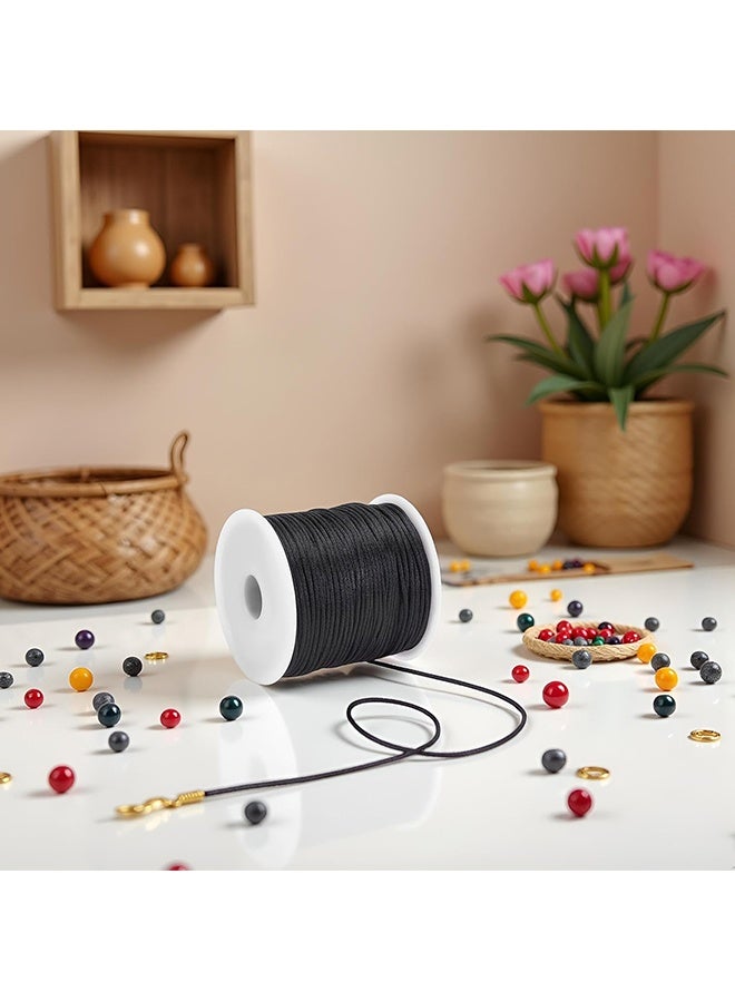 Wffo 2 Rolls Black Nylon String - 0.8mm Nylon Thread Chinese Knotting Cord Tarred Twine Outdoor String for Braided Bracelets, Beading, Necklaces, Macrame Craft, Wind Chime, Blinds, Jewelry Making （109 Yards） - Image 3