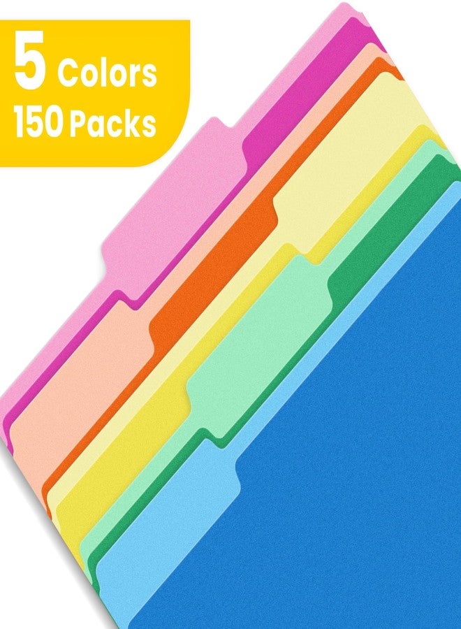 SUNEE File Folders, 150 Pack Manilla Folders 8.5 x 11, Colored File Folders Home Office School Supplies for Documents Files Paper, 5 Assorted Colors - Image 5