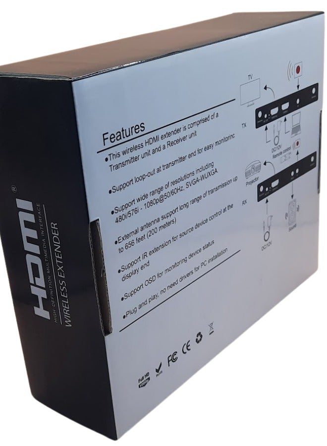 HDMI 200M Wireless Extender | Long-Distance Signal Transmission | IR Remote Control | 1080p Resolution | Plug-and-Play - Image 4