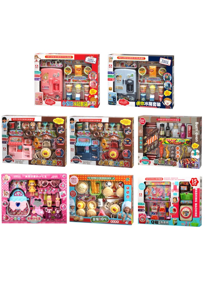 Supermarket Stall Children's Fun Simulation Mini Small Kitchen Rice Cooker Toy Suit Play House Gift-Color:Strawberry Spotted Bear-Kitchen Set - Image 3