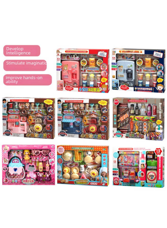 Supermarket Stall Children's Fun Simulation Mini Small Kitchen Rice Cooker Toy Suit Play House Gift-Color:Strawberry Spotted Bear-Kitchen Set - Image 4