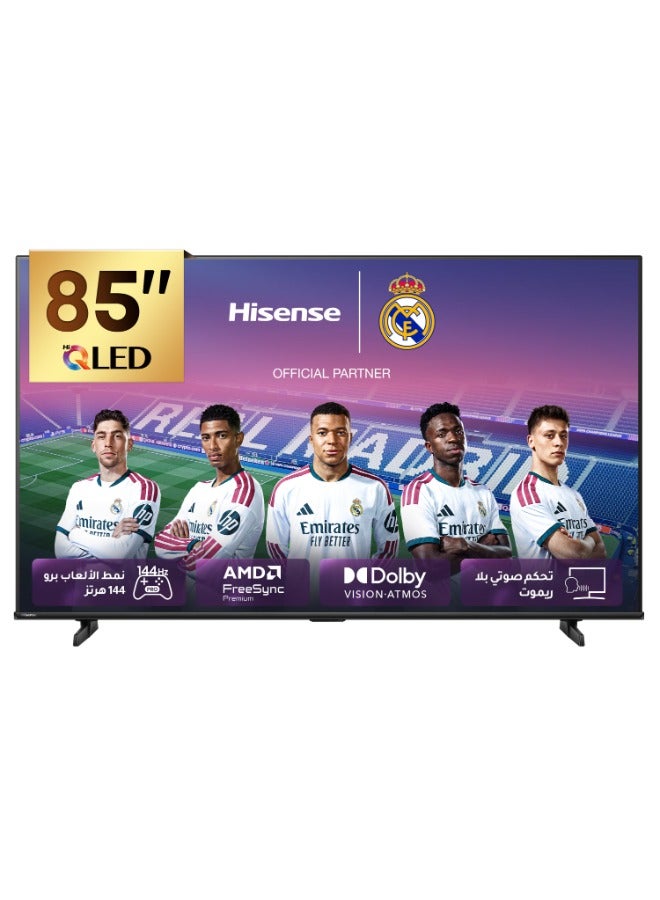 Hisense 85 inch QLED 144Hz Game Pro Smart TV E8Q-Quantum Dot Colour, AI Picture, Dolby Vision, Dolby Atmos, Share to TV, Voice Control, Filmmaker Mode, Youtube, Netflix, Disney+,85E8Q (Middle East Version)black 85E8Q Black - Image 1
