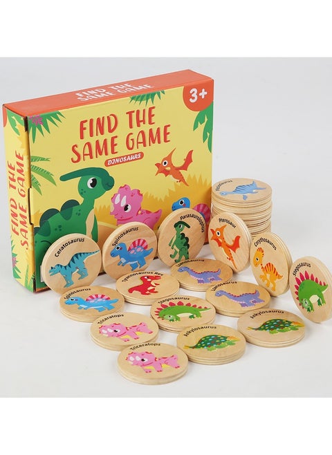 24-Piece Dinosaurs Matching Wooden Cards, Kids Memory Game, Find the Same Dinosaurs Memory Cognitive Training Observation Puzzle Game