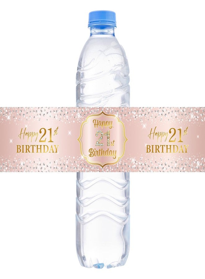 WOWOPA 32 Pcs Happy 21st Birthday Water Bottle Labels, Cheers to 21 Years Birthday Party Water Bottle Labels Stickers Decoration - Pink - Image 1