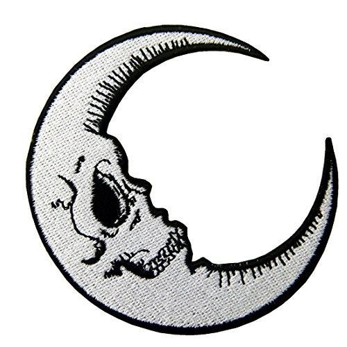 Rocking Planet Luna Patch Grinning Skull Face Embroidered Moon Applique Iron On Sew On Emblem - Image 3