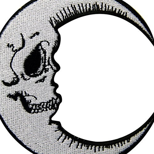 Rocking Planet Luna Patch Grinning Skull Face Embroidered Moon Applique Iron On Sew On Emblem - Image 2