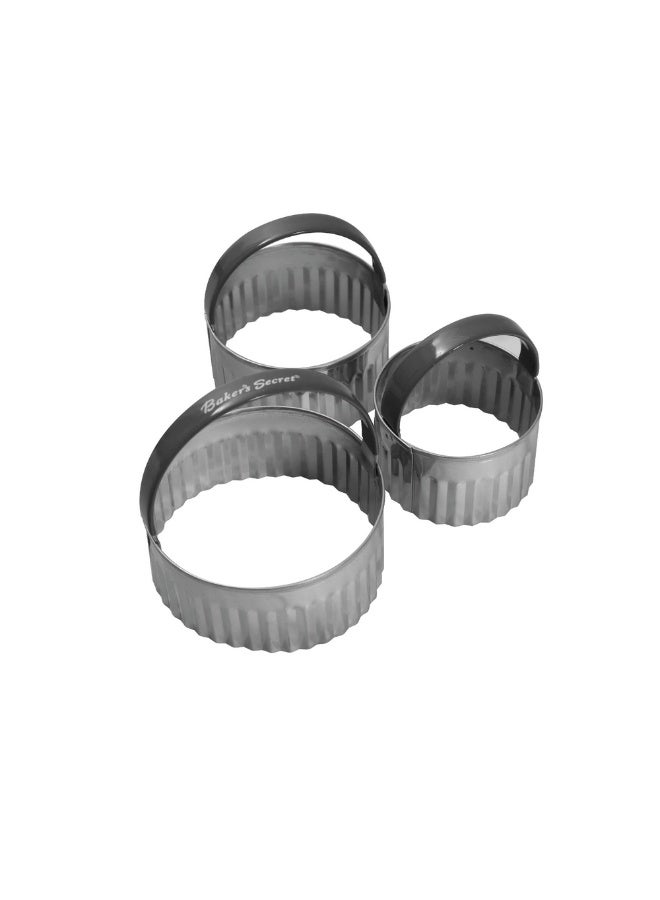 Baker's Secret مجموعة قواطع بسكويت من الفولاذ المقاوم للصدأ 3 قطع من بيكرز سيكريت – أدوات مطبخ متينة للخبز، التشكيل وتحضير الطعام - Image 2