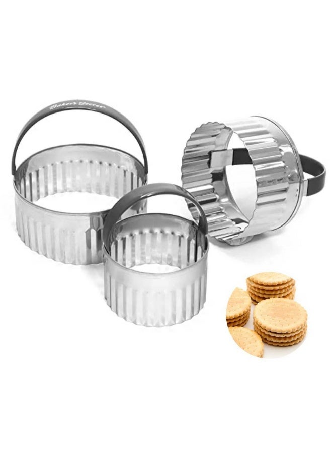 Baker's Secret مجموعة قواطع بسكويت من الفولاذ المقاوم للصدأ 3 قطع من بيكرز سيكريت – أدوات مطبخ متينة للخبز، التشكيل وتحضير الطعام - Image 1