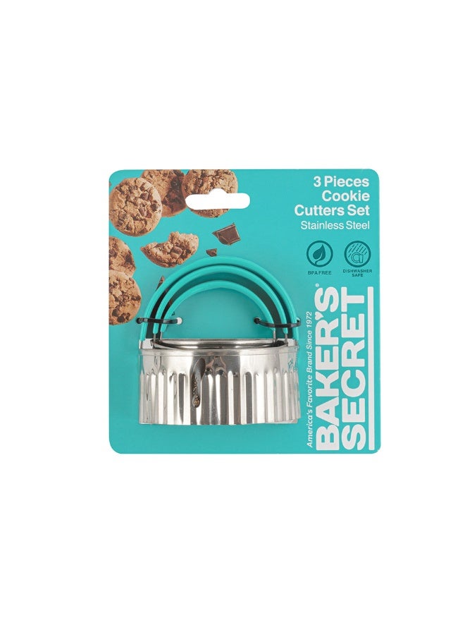 Baker's Secret مجموعة قواطع بسكويت من الفولاذ المقاوم للصدأ 3 قطع من بيكرز سيكريت – أدوات مطبخ متينة للخبز، التشكيل وتحضير الطعام - Image 3