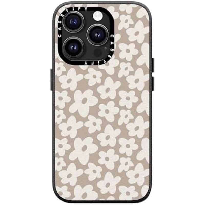 Casetify Pebbled iPhone 15 Pro Case 【Textured / 4.9ft Drop Protection/Compatible with Magsafe】 - Flower Prints - Natural Flower - Jet Black - Image 4