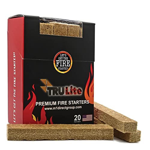 TRULite Grill Starter TRULite Premium Fire Starters 20 Piece Box USA Made Ideal for Quickly Safely  Naturally Lighting All Types of Grills Bonfires Fire Pits Fireplaces Wood Stoves  Campfires 