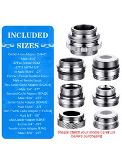 Hotop 7 Pieces Faucet Adapter Kit  Kitchen Sink Brass Aerator Adapter Male Female Faucet Adapter To Connect Garden Hose  Water Filter  Standard Hose Via Diverter  - Image 2