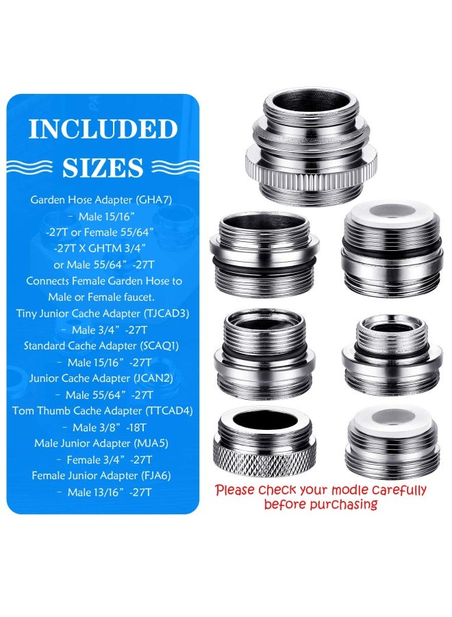 Hotop 7 Pieces Faucet Adapter Kit  Kitchen Sink Brass Aerator Adapter Male Female Faucet Adapter To Connect Garden Hose  Water Filter  Standard Hose Via Diverter - Image 2