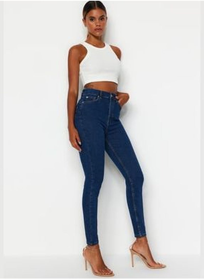 trendyol Dark Blue Push Up High Waist Skinny TWOSS23JE00078  - Image 3