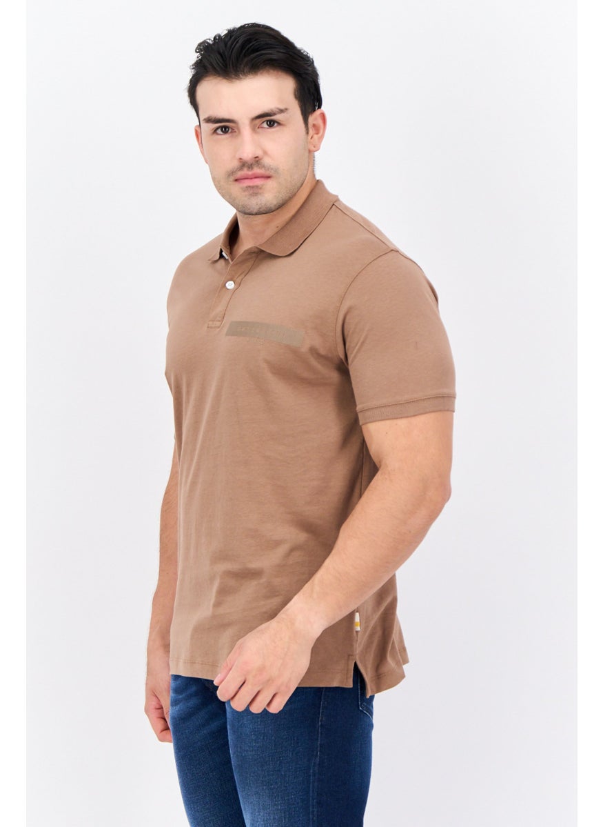 Gazzarrini - Men Regular Fit Brand Logo Short Sleeves Polo Shirt, Brown - Image 1