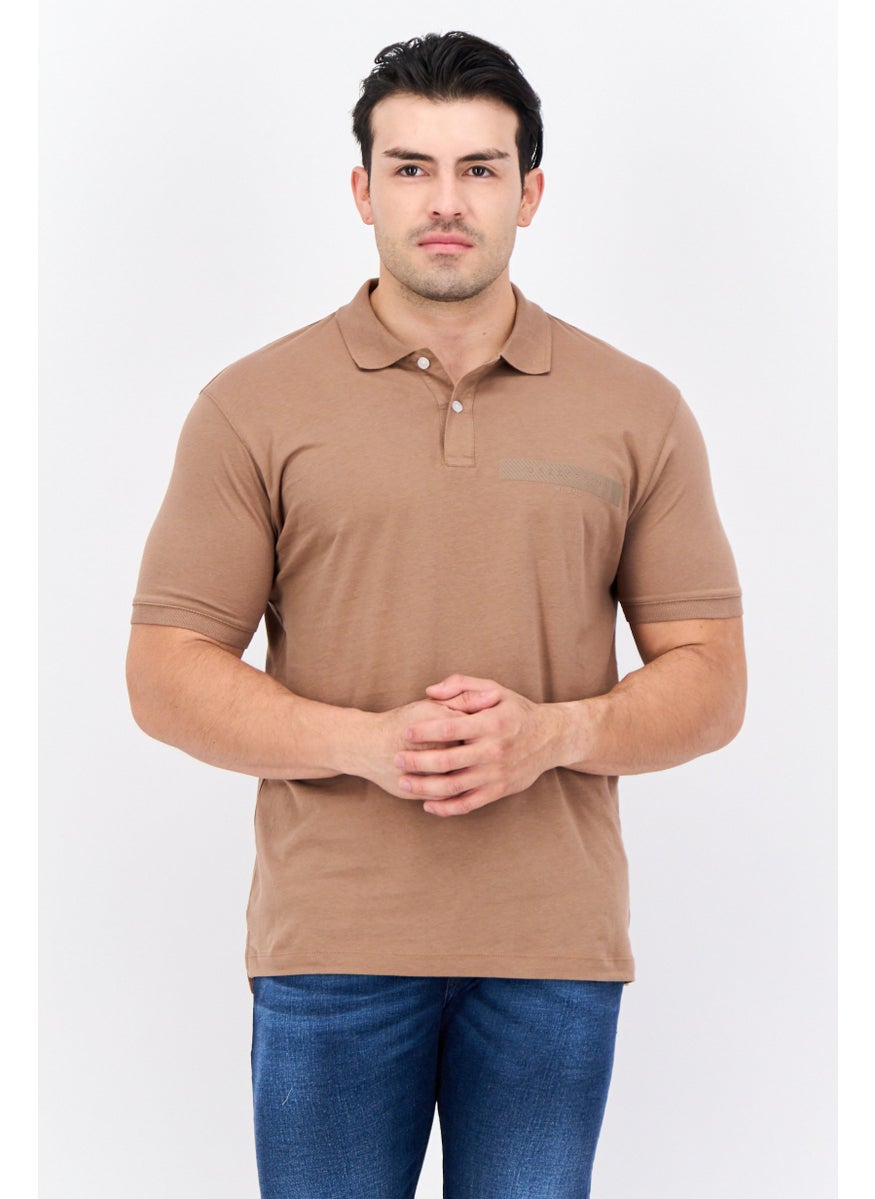 Gazzarrini - Men Regular Fit Brand Logo Short Sleeves Polo Shirt, Brown - Image 1
