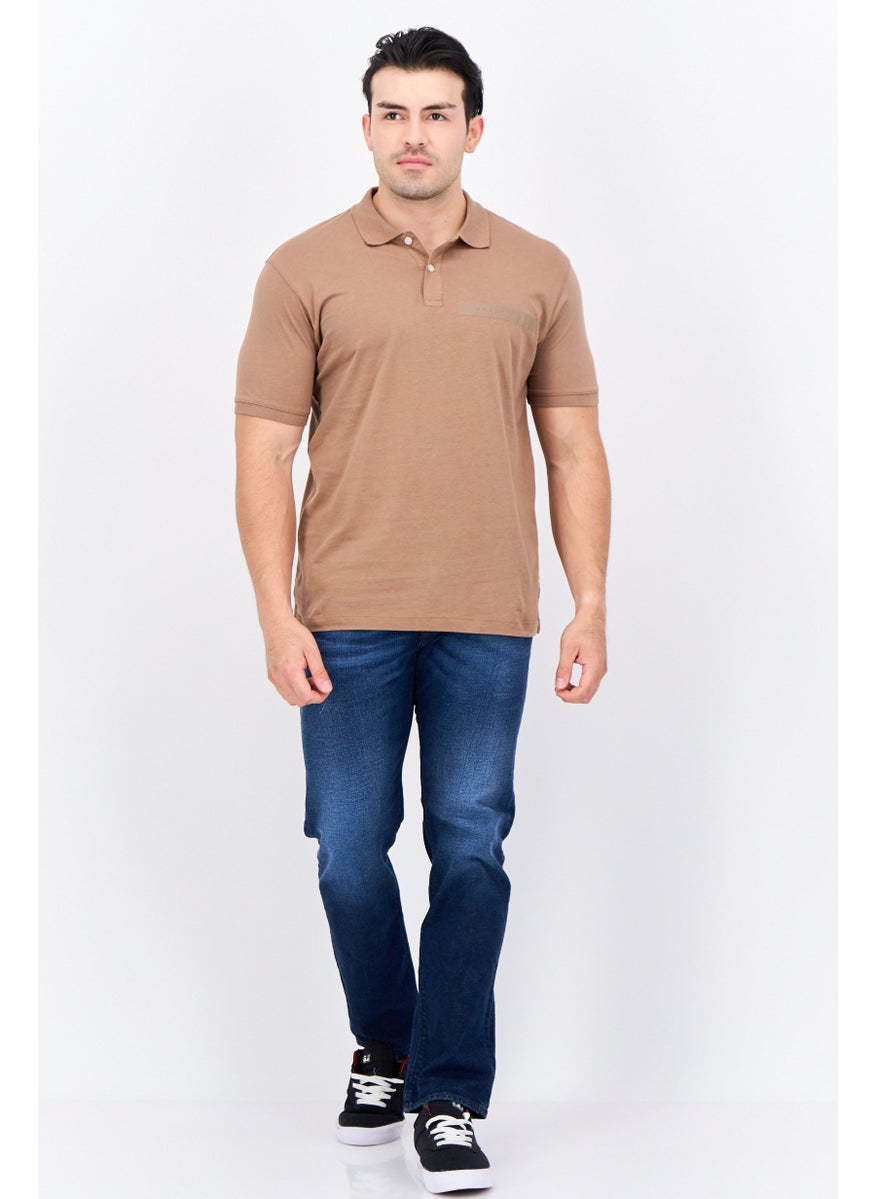 Gazzarrini - Men Regular Fit Brand Logo Short Sleeves Polo Shirt, Brown - Image 1