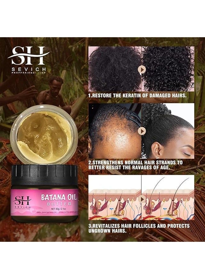 Sevich Batana Oil Butter 60g - Natural Veganic Hair Growth Oil for All Hair Types, Soothe Scalp, Repair Damaged Hair, Nourish Thin Hair, Effective Against Regional Alopecia and Hair Loss - Image 4