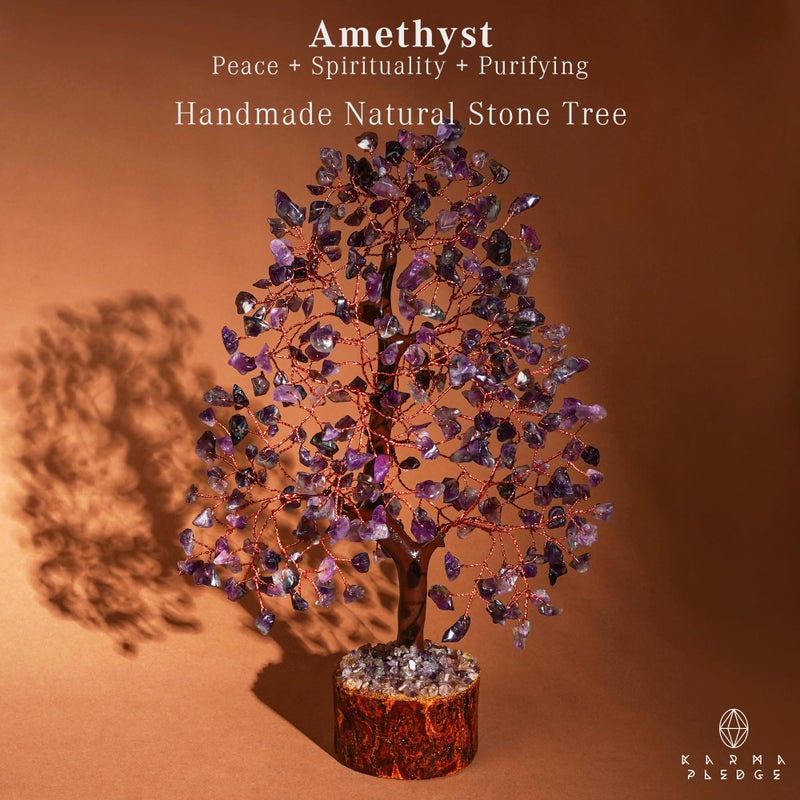 KARMAPLEDGE Crystal Tree of Life Amethyst Healing Crystal Trees for Home & Office Decoration  Handmade Crystal Money Bonsai Trees for Positive Energy  Good Luck  Christmas Decor  Birthday Gifts for Women  Mom - Image 2