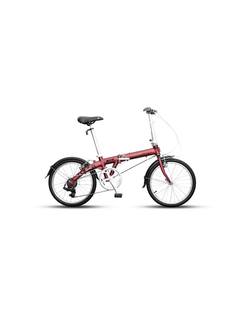 Dahon Route Folding Bike | Dark Red, 20" Wheels, Built-in Mudguards | 7-Speed Drivetrain, Lightweight - Image 1