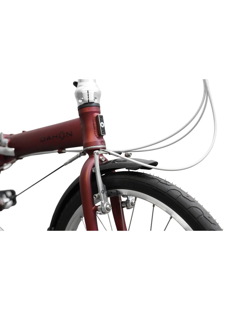 Dahon Route Folding Bike | Dark Red, 20" Wheels, Built-in Mudguards | 7-Speed Drivetrain, Lightweight - Image 5