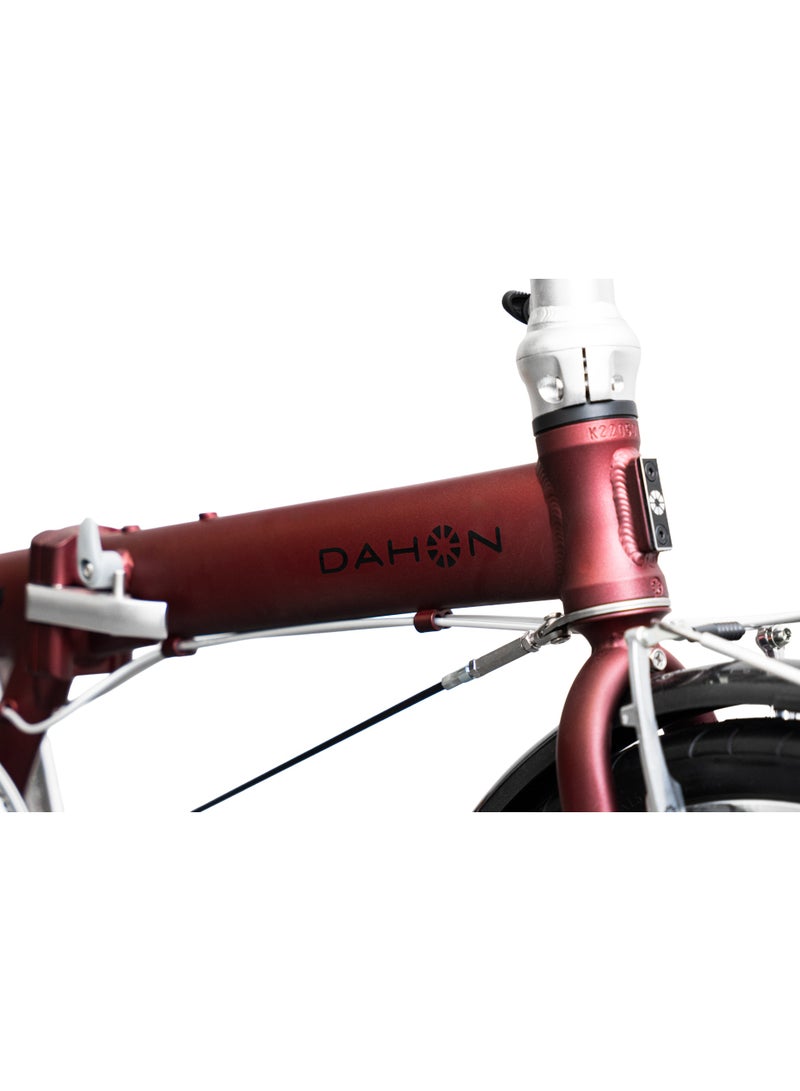 Dahon Route Folding Bike | Dark Red, 20" Wheels, Built-in Mudguards | 7-Speed Drivetrain, Lightweight - Image 4