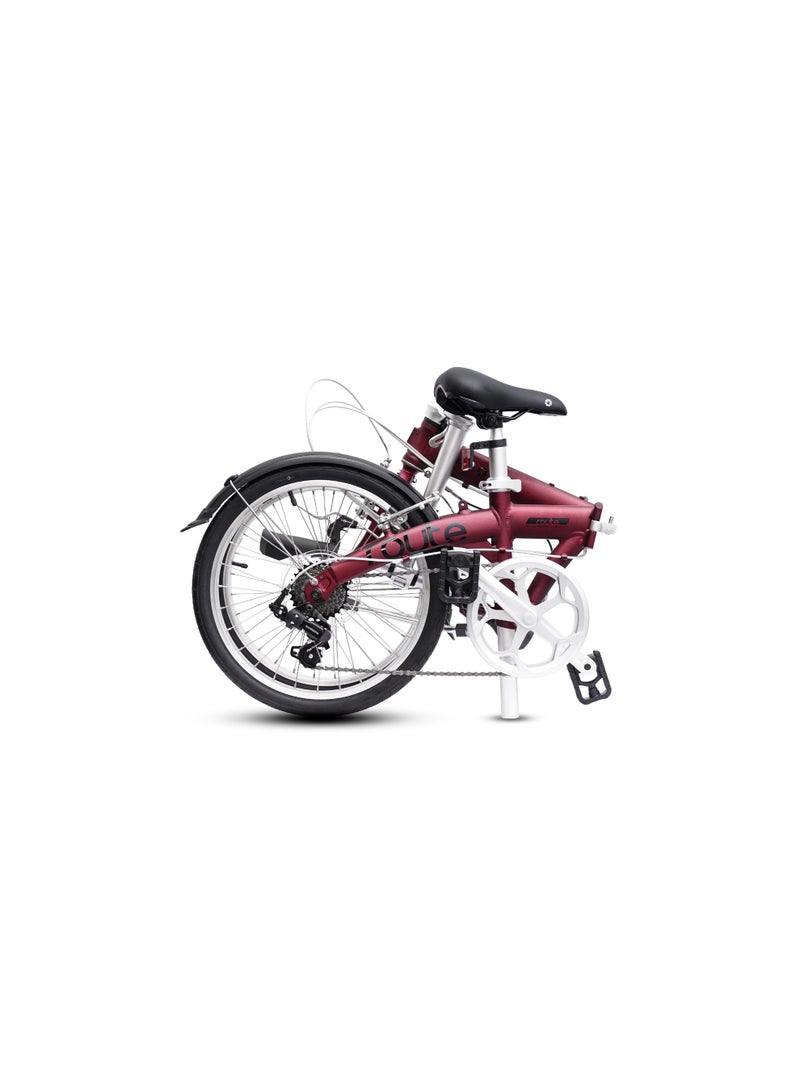 Dahon Route Folding Bike | Dark Red, 20" Wheels, Built-in Mudguards | 7-Speed Drivetrain, Lightweight - Image 3