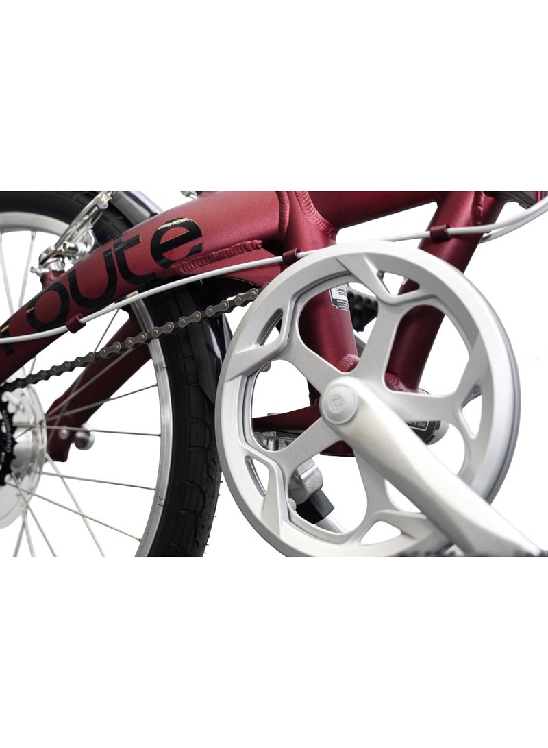 Dahon Route Folding Bike | Dark Red, 20" Wheels, Built-in Mudguards | 7-Speed Drivetrain, Lightweight - Image 2
