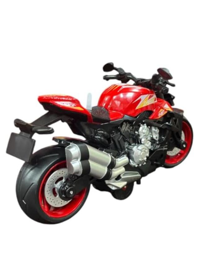 لعبة دراجة نارية للأطفال - مقياس 1:12 مع صوت وضوء (أحمر) - Image 2