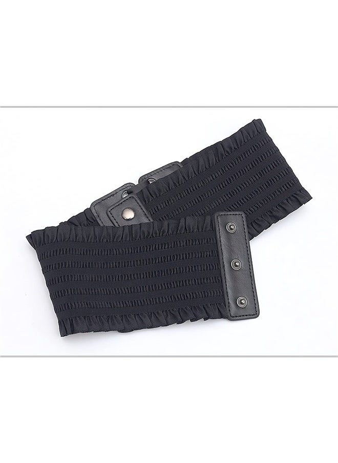 Generic Corset Belt for Women Vintage Lace Up Wide Waist Belt PU Leather Elastic Tied Waspie Cinch Belt for Costume  - Image 5