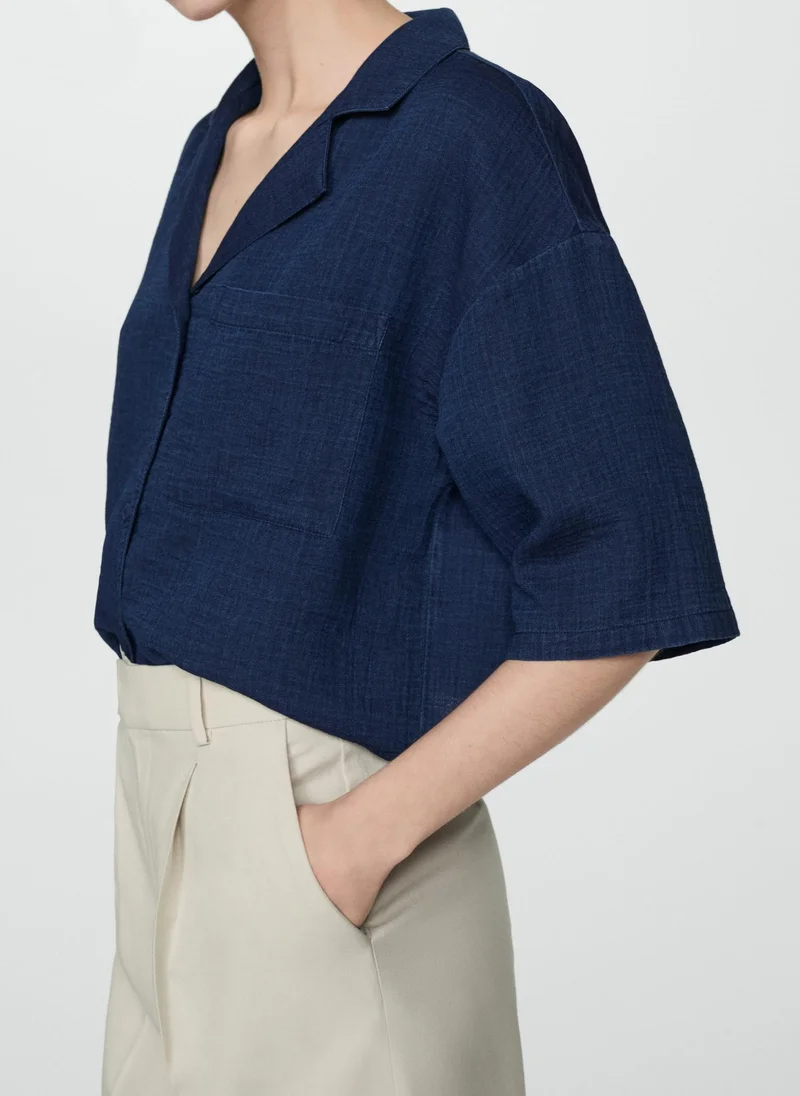 MANGO Button Down Cropped Shirt