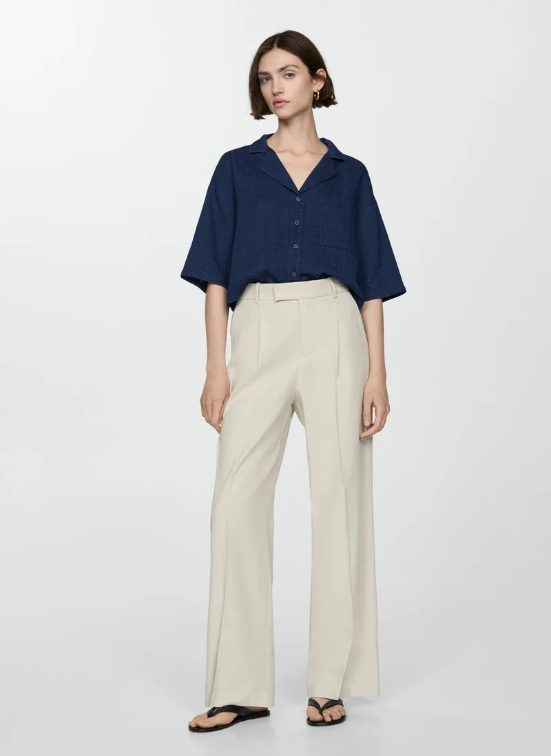 MANGO Button Down Cropped Shirt
