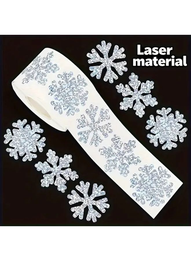 Winter Snowflake Stickers Roll Style One Self Adhesive Festive Holiday Decor - Image 1