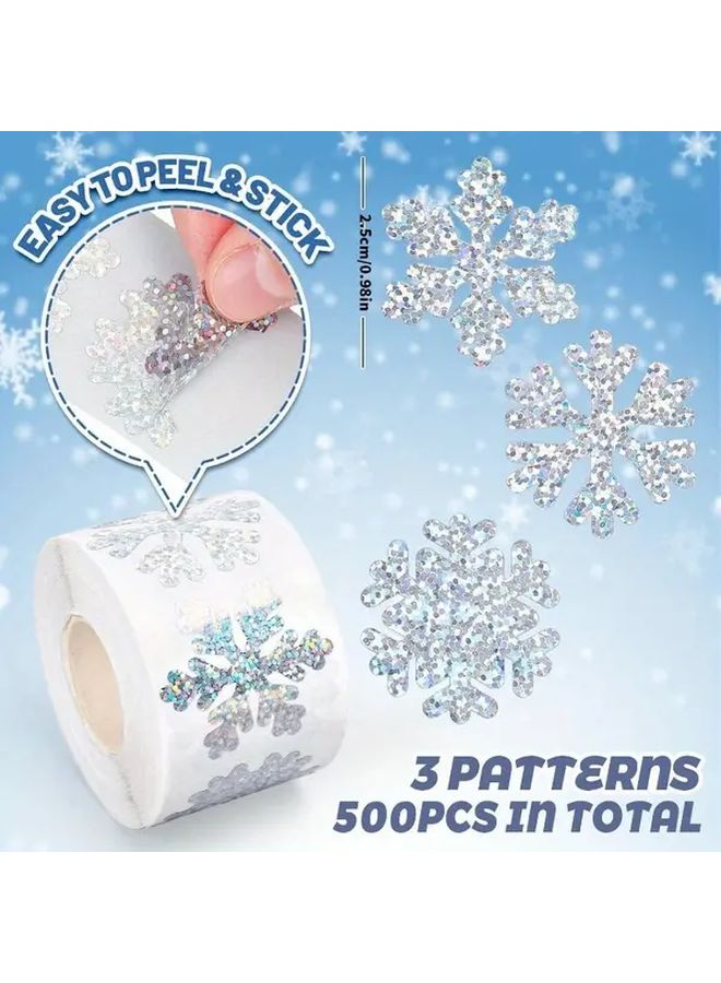 Winter Snowflake Stickers Roll Style One Self Adhesive Festive Holiday Decor - Image 3