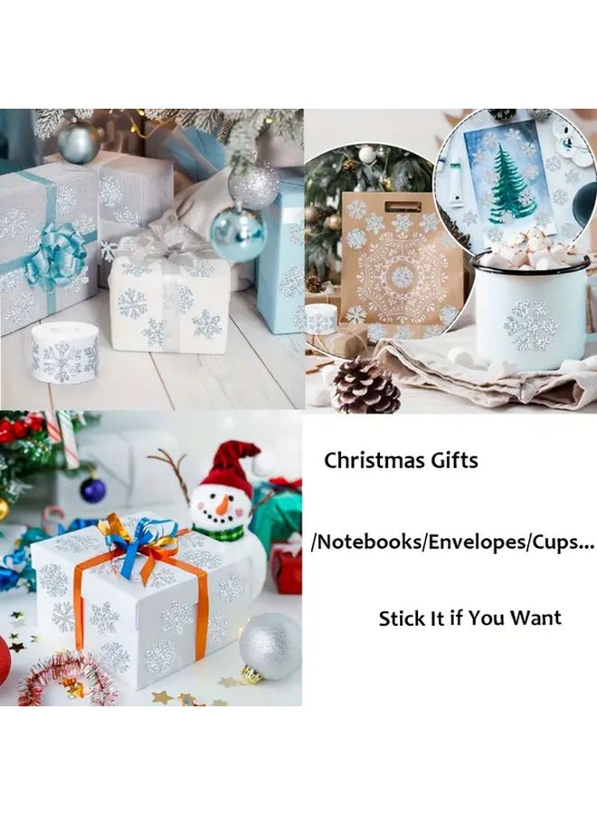 Winter Snowflake Stickers Roll Style One Self Adhesive Festive Holiday Decor - Image 4