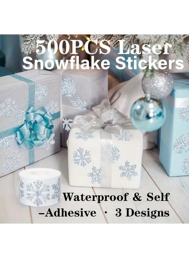 Winter Snowflake Stickers Roll Style One Self Adhesive Festive Holiday Decor - Image 2