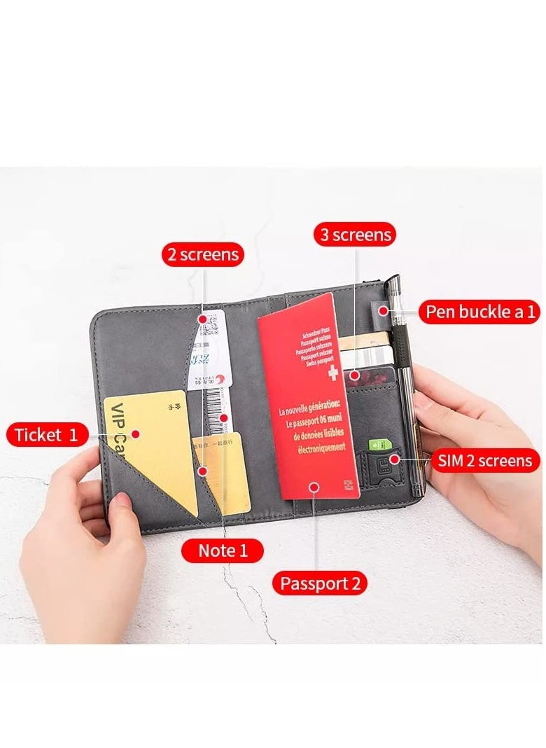 Passport Wallet 15 * 10cm with Pockets for Smart Cards Phone SIM Holder Cover Passport Flight Ticket