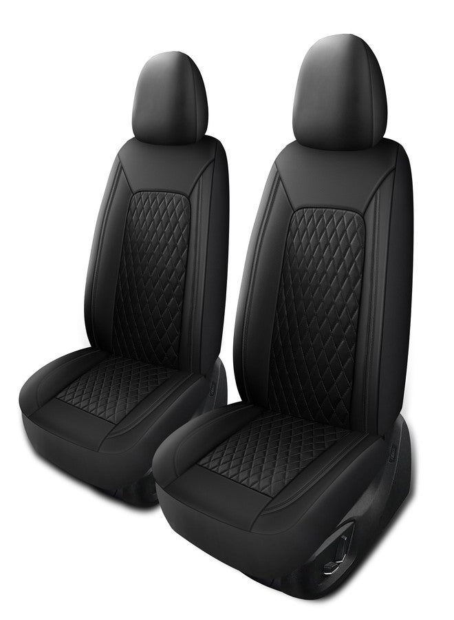 HChengkikz Car Seat Cover,Breathable and Waterproof Leather Seat Covers,Luxury PU Universal Fit Automotive Airbag Compatible for Cars Sedans SUV and Trucks(Front Seat,Black)