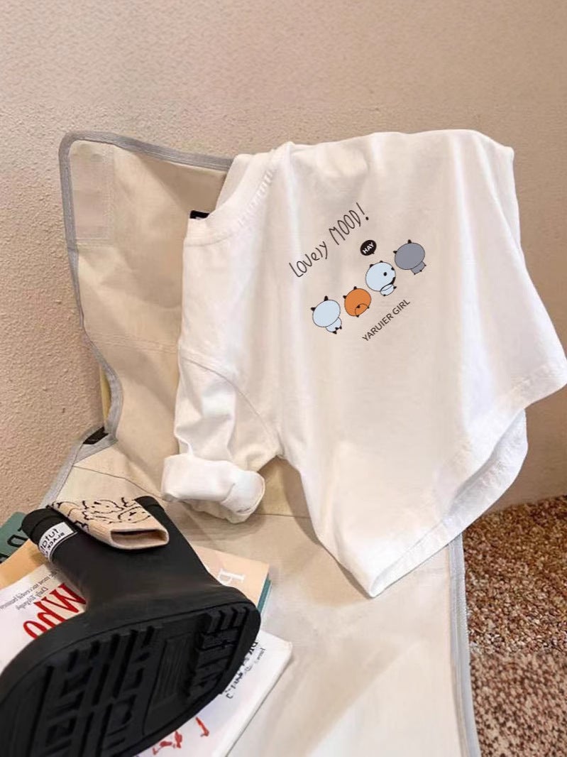 Pure Cotton Kidsren'S Long-Sleeved T-Shirt White Thin Bottoming Shirt For Boys And Girls Spring & Fall New Trbottomy Tops For Small And Medium-Sized Kidsren - Image 2