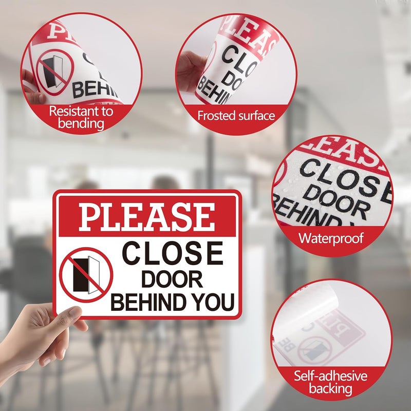 LUHIMO Please Close Door Behind You Sign, Self Adhesive Weatherproof Vinyl Close The Door Stickers, Keep Closed Sign for Home Office Business Hospital Restroom School - Image 3