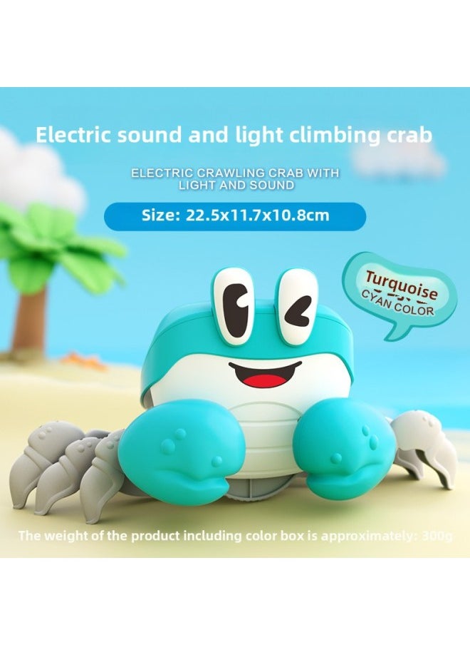 Children's Electric Escape Crab Luminous Music Crawling Electric Crab Coax Baby Artifact Educational Toy Baby Gift-Color:Cyan-Specifications:23*12.5*11  - Image 1