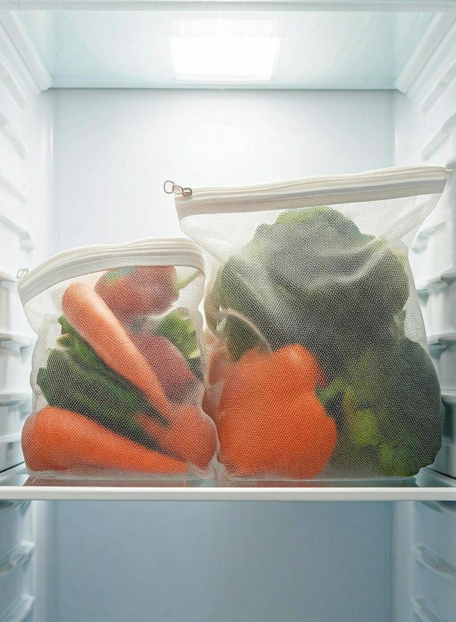 Tidy Fox Vegetable Storage Net Bags for Fridge – Set of 12 / Reusable, Washable, Durable Nylon Mesh Bags with Rustproof Zipper for Produce, Toys, Travel & Home Organization - Image 4