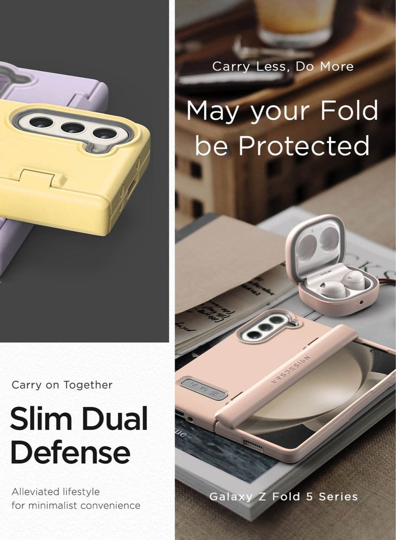 VRS Design Terra Guard Modern Samsung Galaxy Z Fold 5 Case Cover (2023) with Front Screen Protector - Cream - Image 4