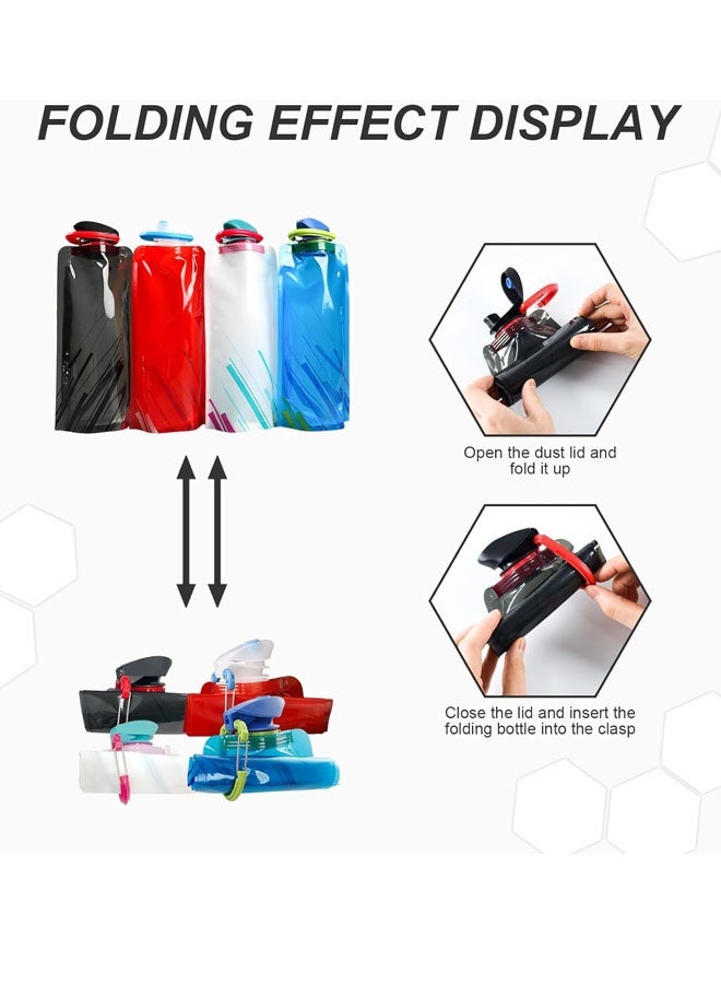 4 Pack 700ml Collapsible Water Bottle,Portable Leakproof Bag for Drinking Foldable Flat Water Bottles for Camping Traveling Biking Hiking - Image 3