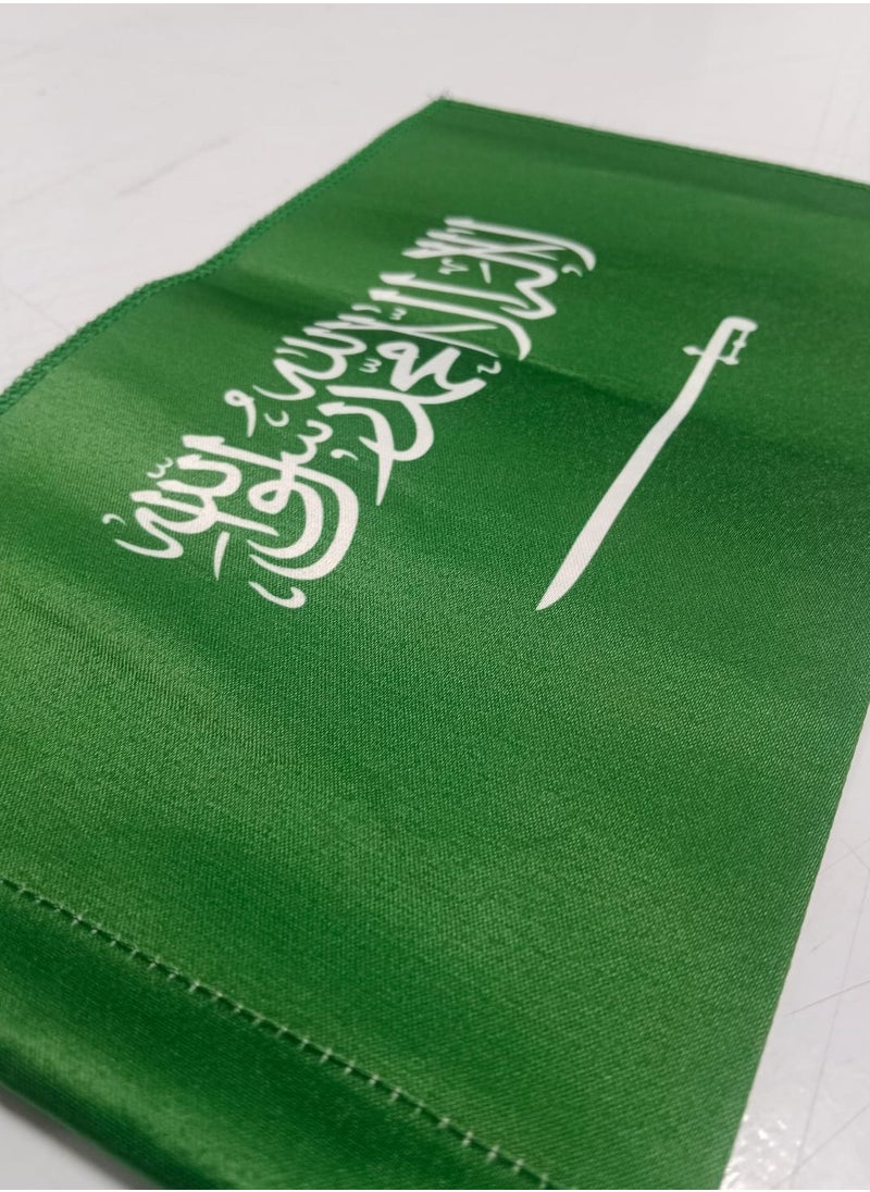طريق الموارد - علم مكتب المملكة العربية السعودية – قماش ستان مقاس 14×28 سم مقوى بدون سواري - Image 1