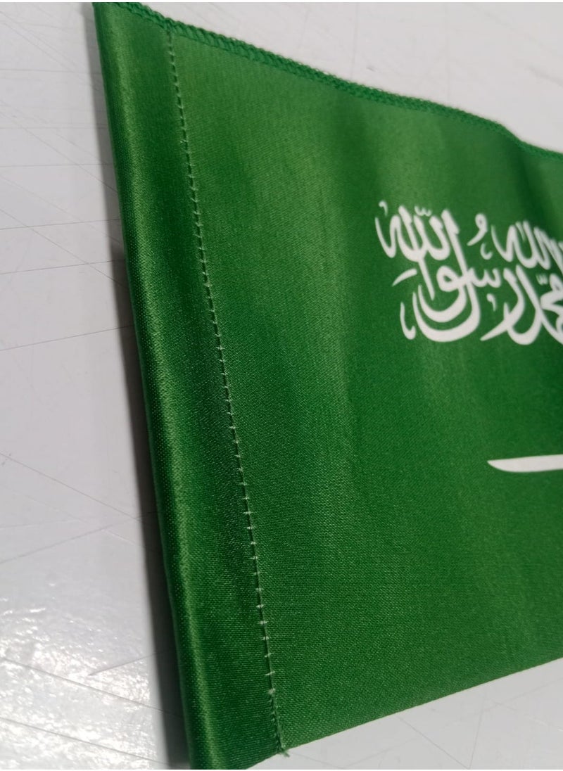 طريق الموارد - علم مكتب المملكة العربية السعودية – قماش ستان مقاس 14×28 سم مقوى بدون سواري - Image 1