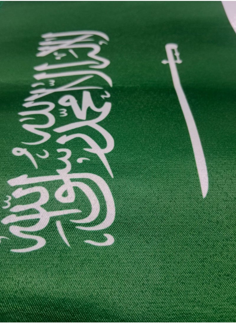 طريق الموارد - علم مكتب المملكة العربية السعودية – قماش ستان مقاس 14×28 سم مقوى بدون سواري - Image 1