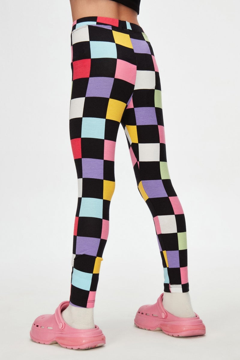 Op Art Chechers Girls Patterned Summer Leggings